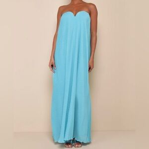 NWOT: Turquoise Textured Strapless Swing Maxi Dress. Never worn!